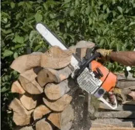 Exploitant forestier préparant des billes de bois en Vendée