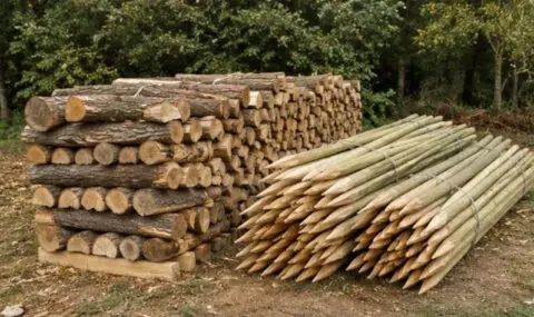 Transformation du bois en bois de chauffage et piquets de clôture en Vendée